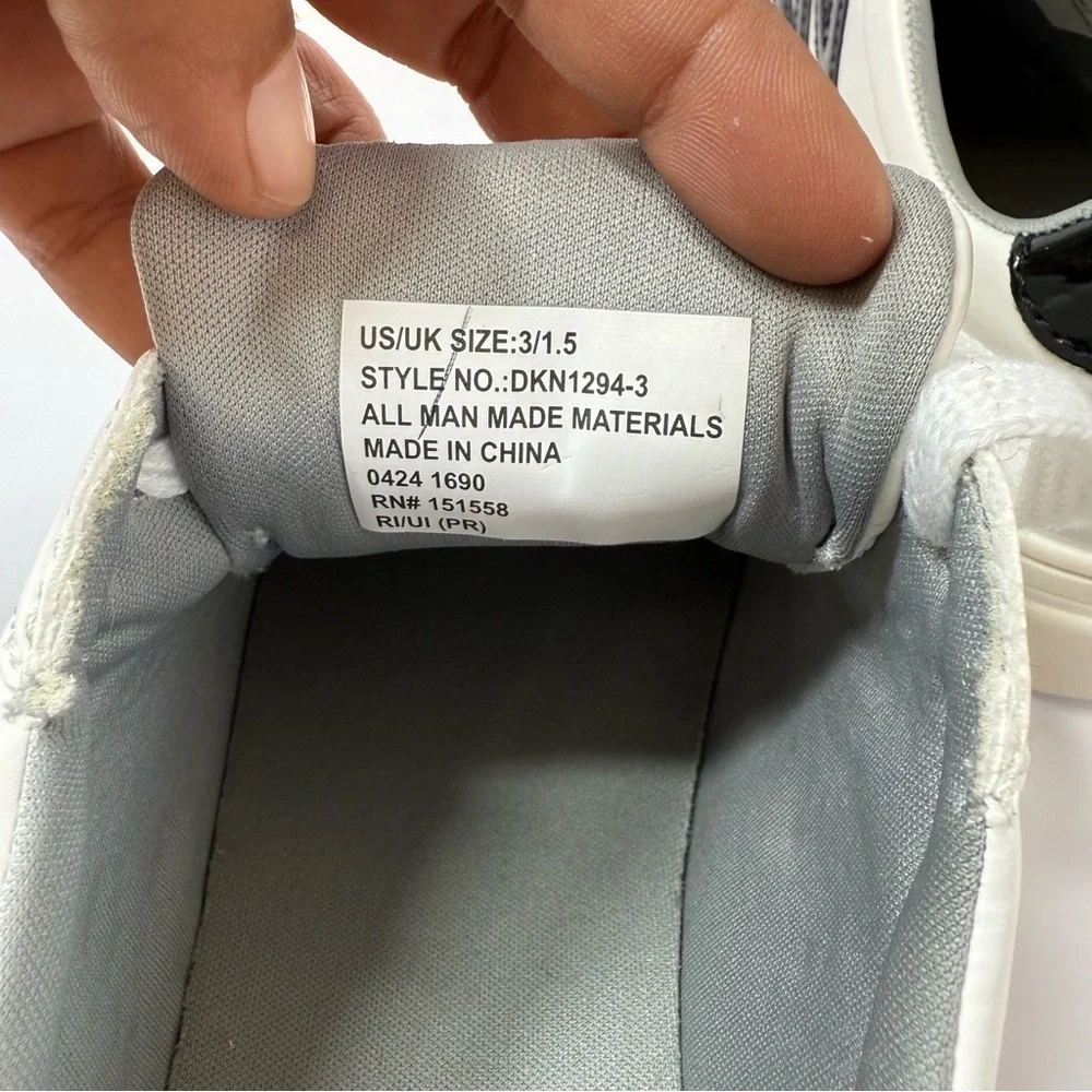DKNY Kids White and Black Sneakers